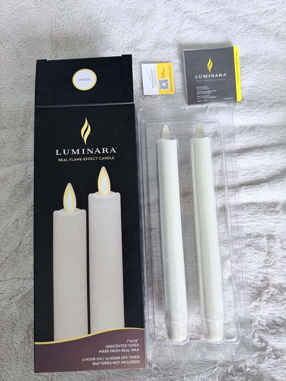 LUMINARA TAPER CANDLES WHITE 2PACK 9.5 "H – ,